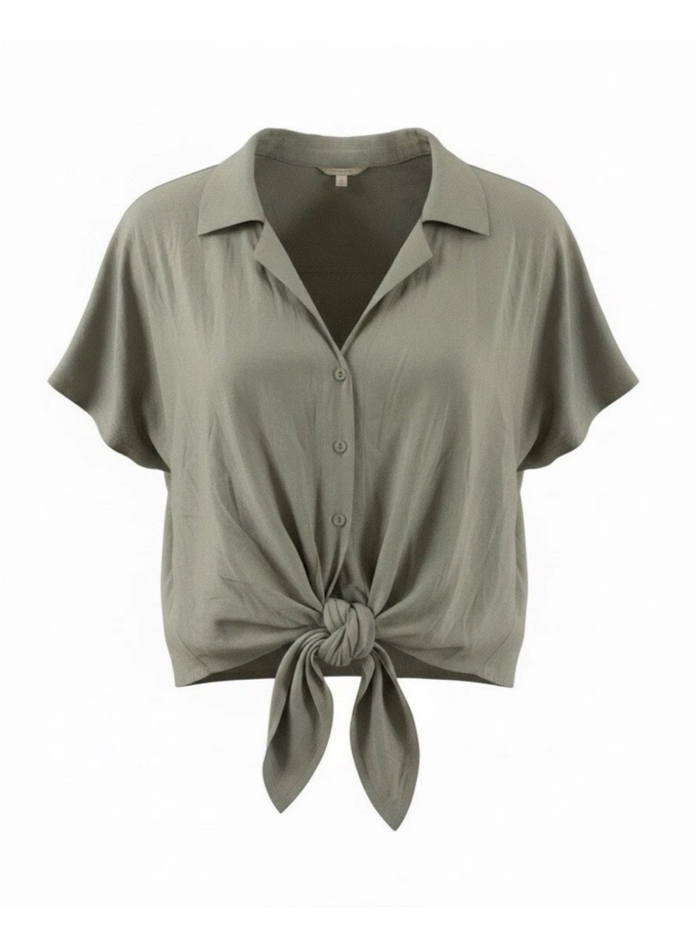 Sim & Sam Sage Green Tie Front Button Blouse Women’s Large NWT
